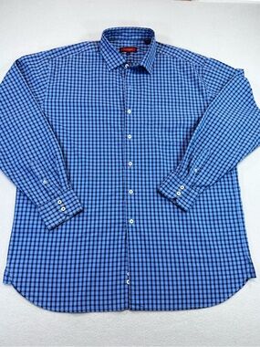 Austin Reed Blue and Navy Checked Dress Shirt XXL